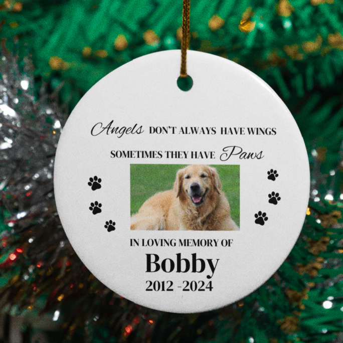 Personalized In Memory of Beloved Pet Circle Ornament | Gift for Christmas