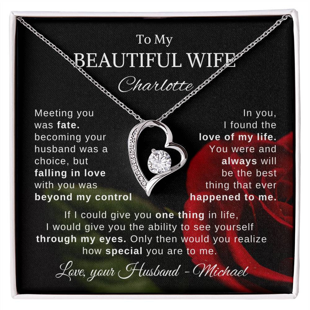To My Beautiful Wife - Personalized Necklace Gift From Husband To Wife