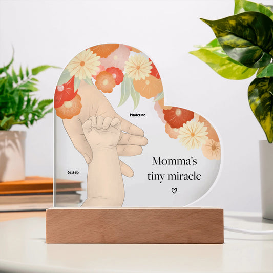 Personalized Acrylic Heart Plaque Mom And Baby | Gift For Mom