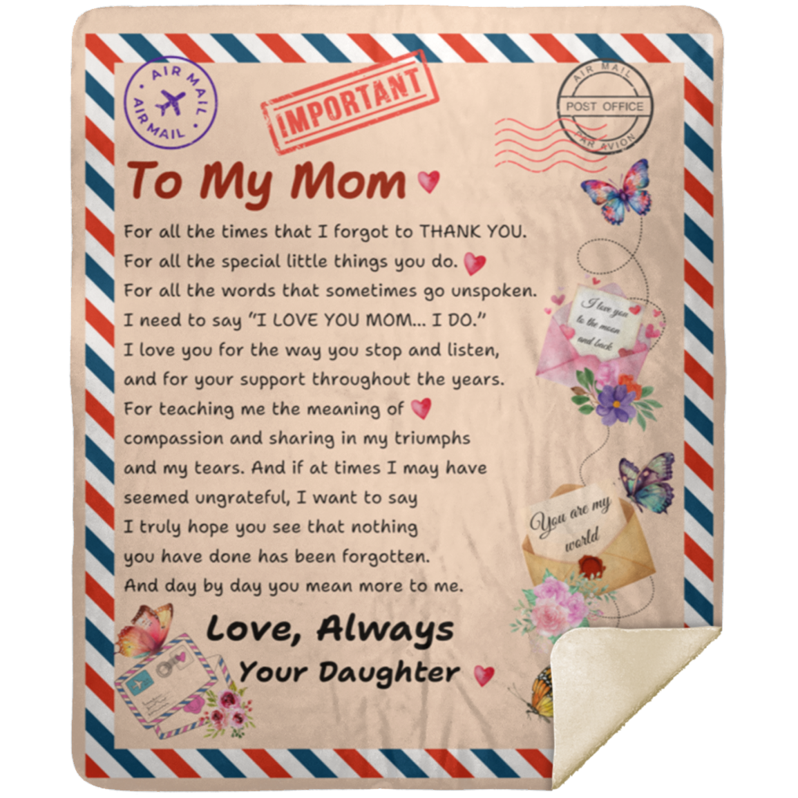 To My Mom Blanket - A Heartfelt Gift from Daughter to Mother