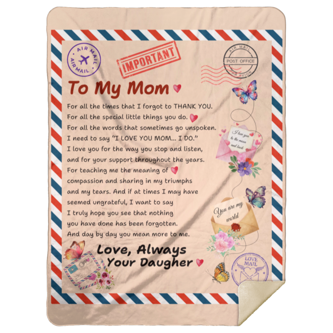 To My Mom Blanket - A Heartfelt Gift from Daughter to Mother