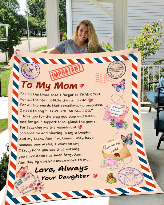 To My Mom Blanket - A Heartfelt Gift from Daughter to Mother