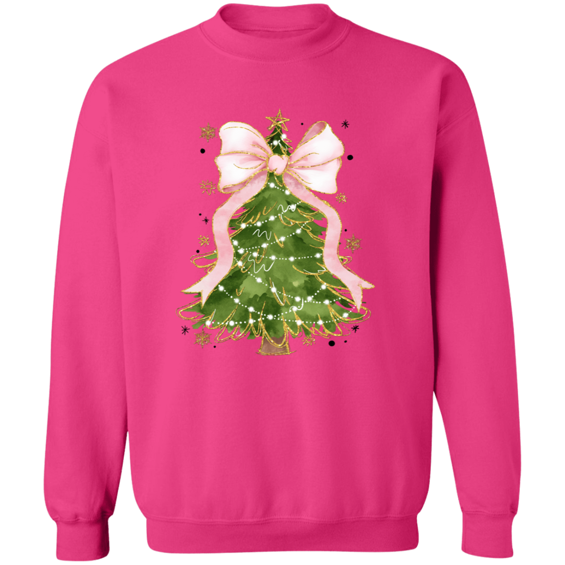 Christmas Tree Bow Shirt - Festive Coquette Christmas Sweatshirt for Women