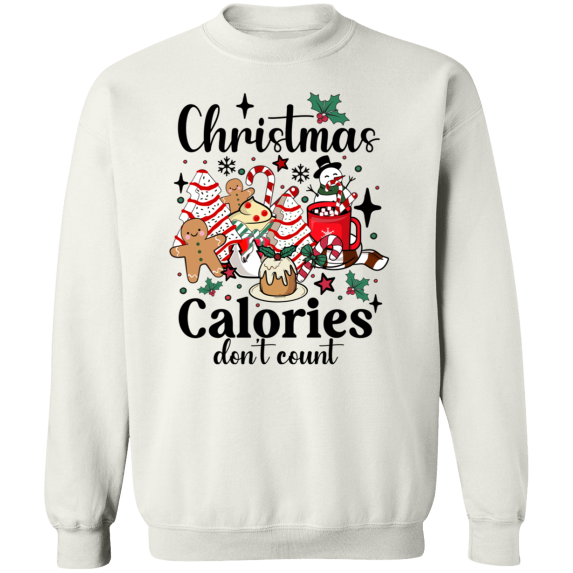 "Christmas Calories Don’t Count" Funny Retro T-Shirt & Sweatshirt – Holiday Coffee Lovers Apparel