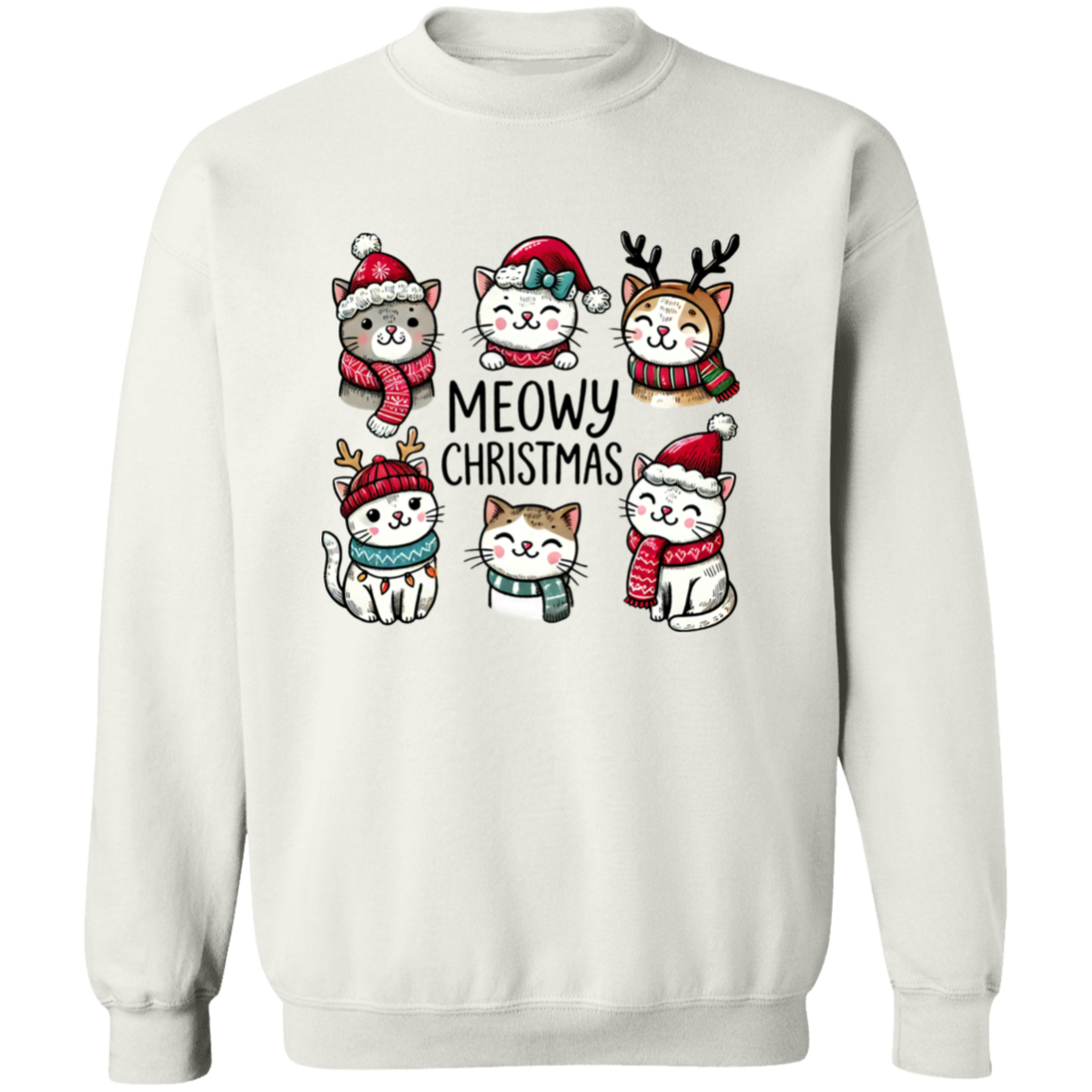 Meowy Christmas Cat T-Shirt & Sweatshirt – Purr-fect Holiday Gift
