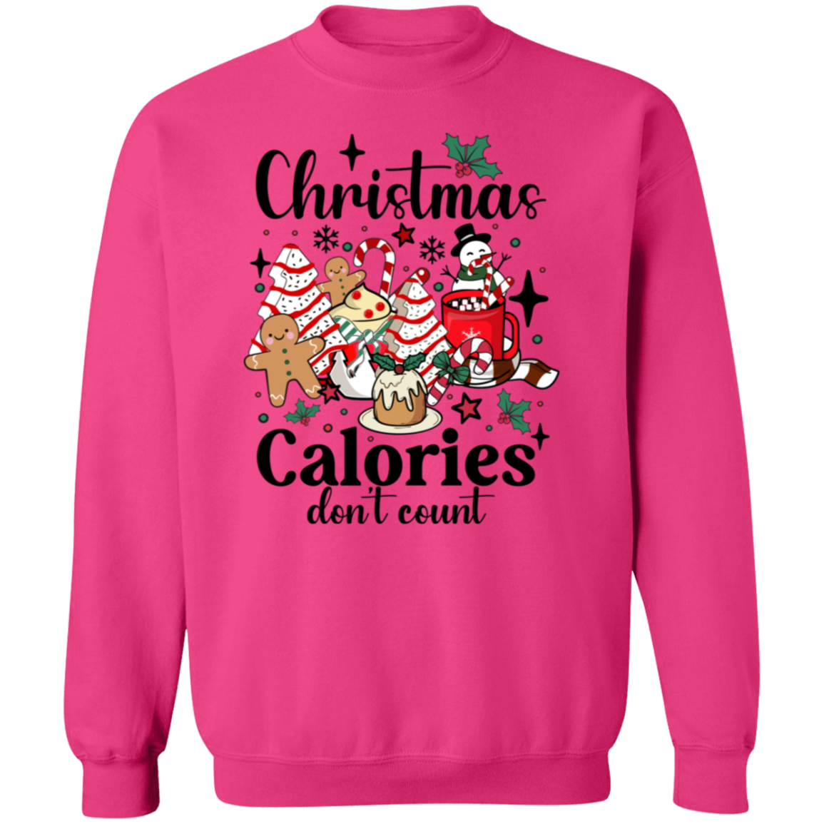 "Christmas Calories Don’t Count" Funny Retro T-Shirt & Sweatshirt – Holiday Coffee Lovers Apparel