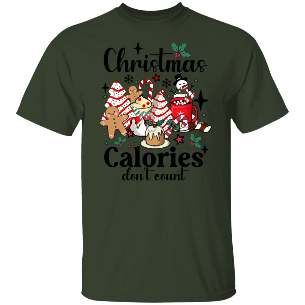"Christmas Calories Don’t Count" Funny Retro T-Shirt & Sweatshirt – Holiday Coffee Lovers Apparel