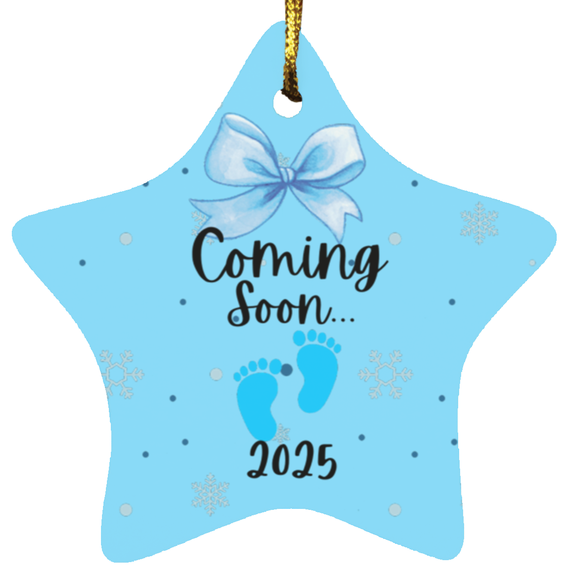 Coming Soon Baby Boy Star Christmas Ornament