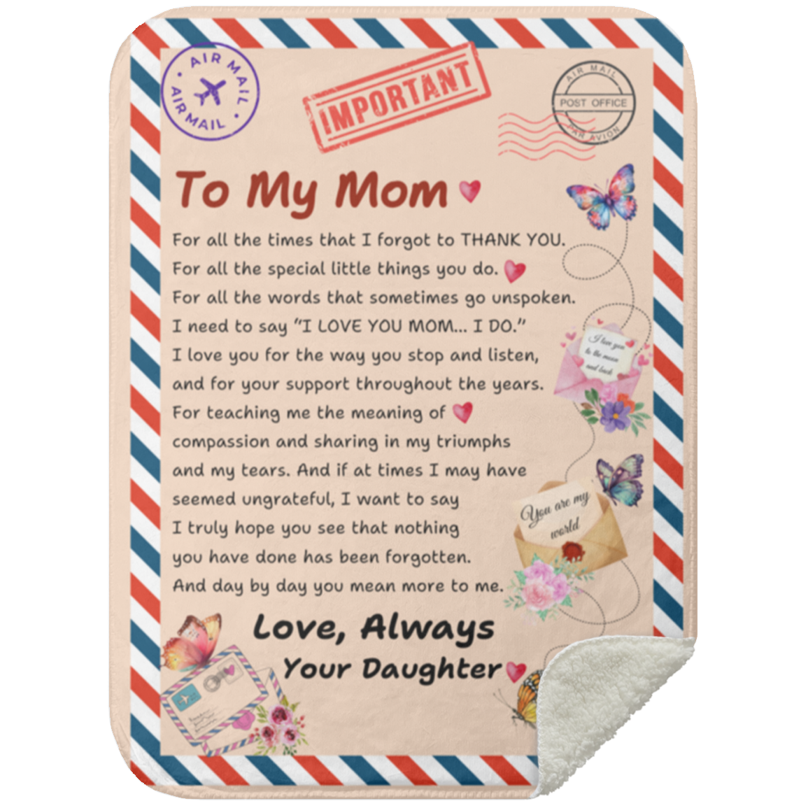 To My Mom Blanket - A Heartfelt Gift from Daughter to Mother