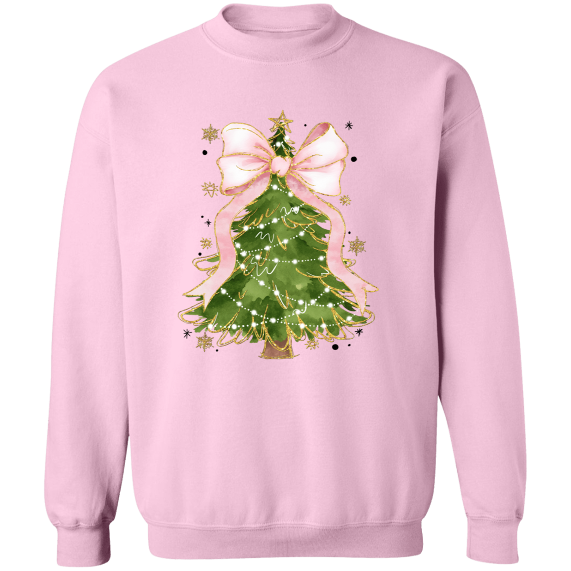 Christmas Tree Bow Shirt - Festive Coquette Christmas Sweatshirt for Women