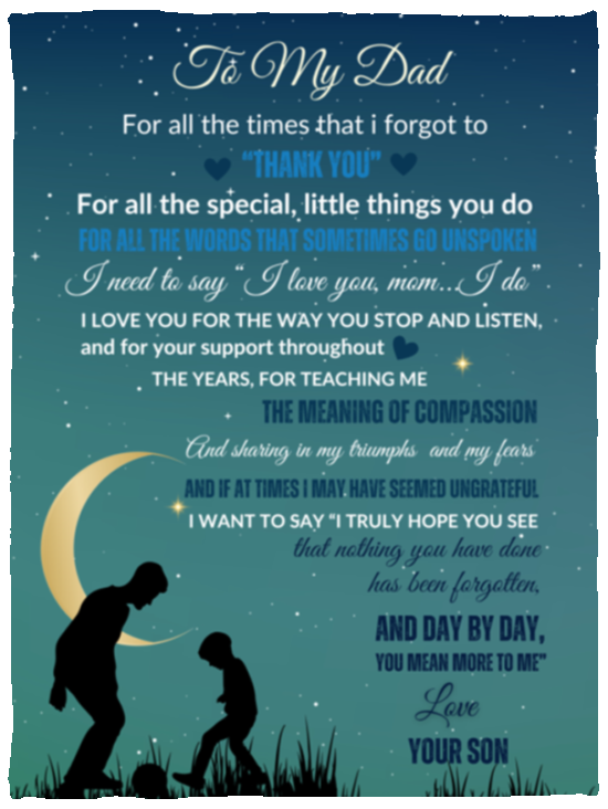 From Son To Dad Cozy Plush Fleece Blanket | Gift for Dad