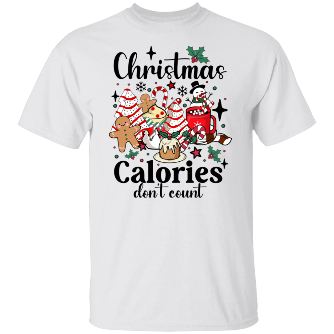 "Christmas Calories Don’t Count" Funny Retro T-Shirt & Sweatshirt – Holiday Coffee Lovers Apparel