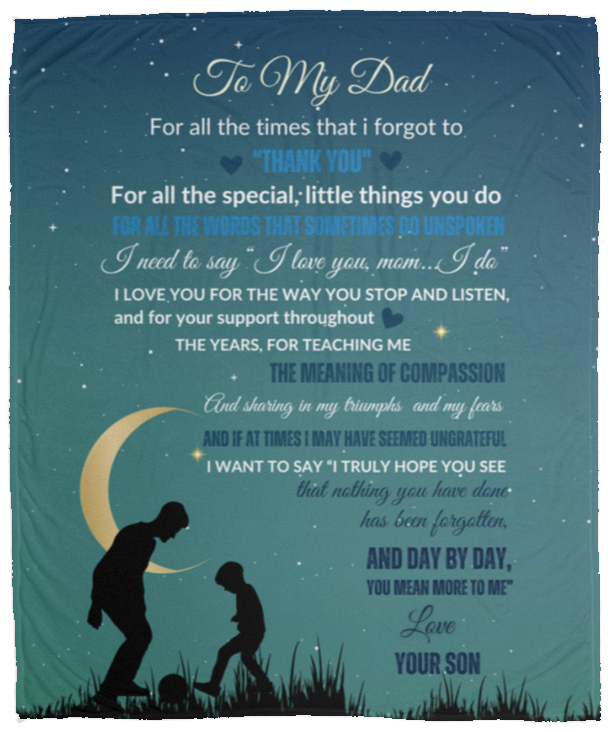 From Son To Dad Cozy Plush Fleece Blanket | Gift for Dad