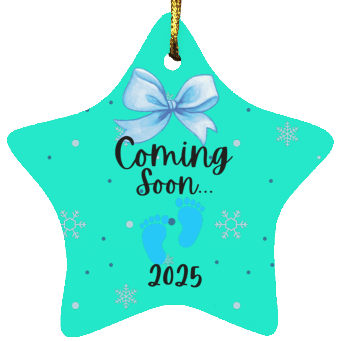 Coming Soon Baby Boy Star Christmas Ornament
