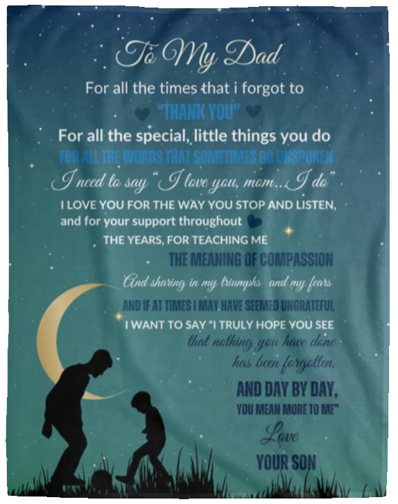 From Son To Dad Cozy Plush Fleece Blanket | Gift for Dad