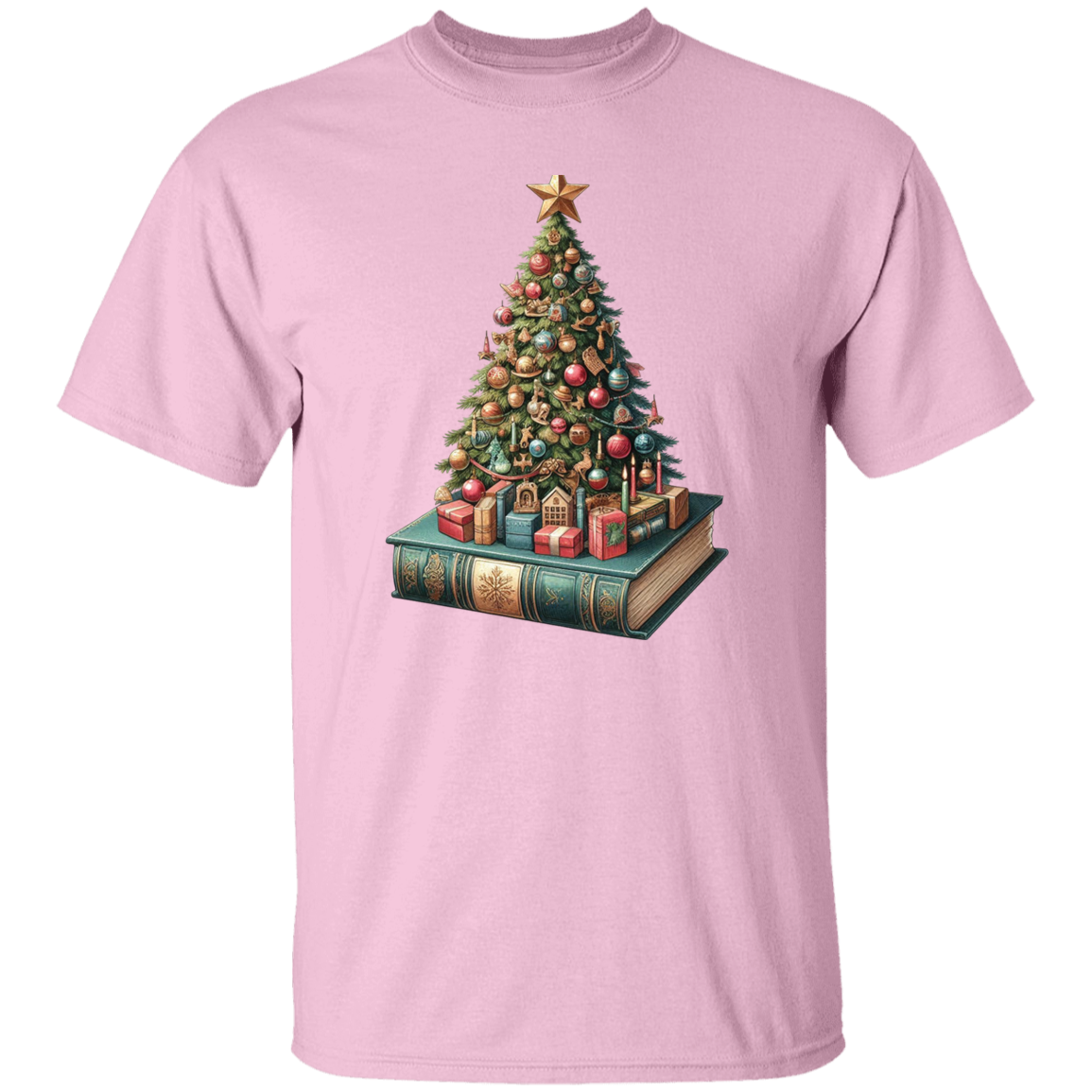 Christmas Tree Book Stack T-Shirt for Book Lovers – Cozy Holiday Gift