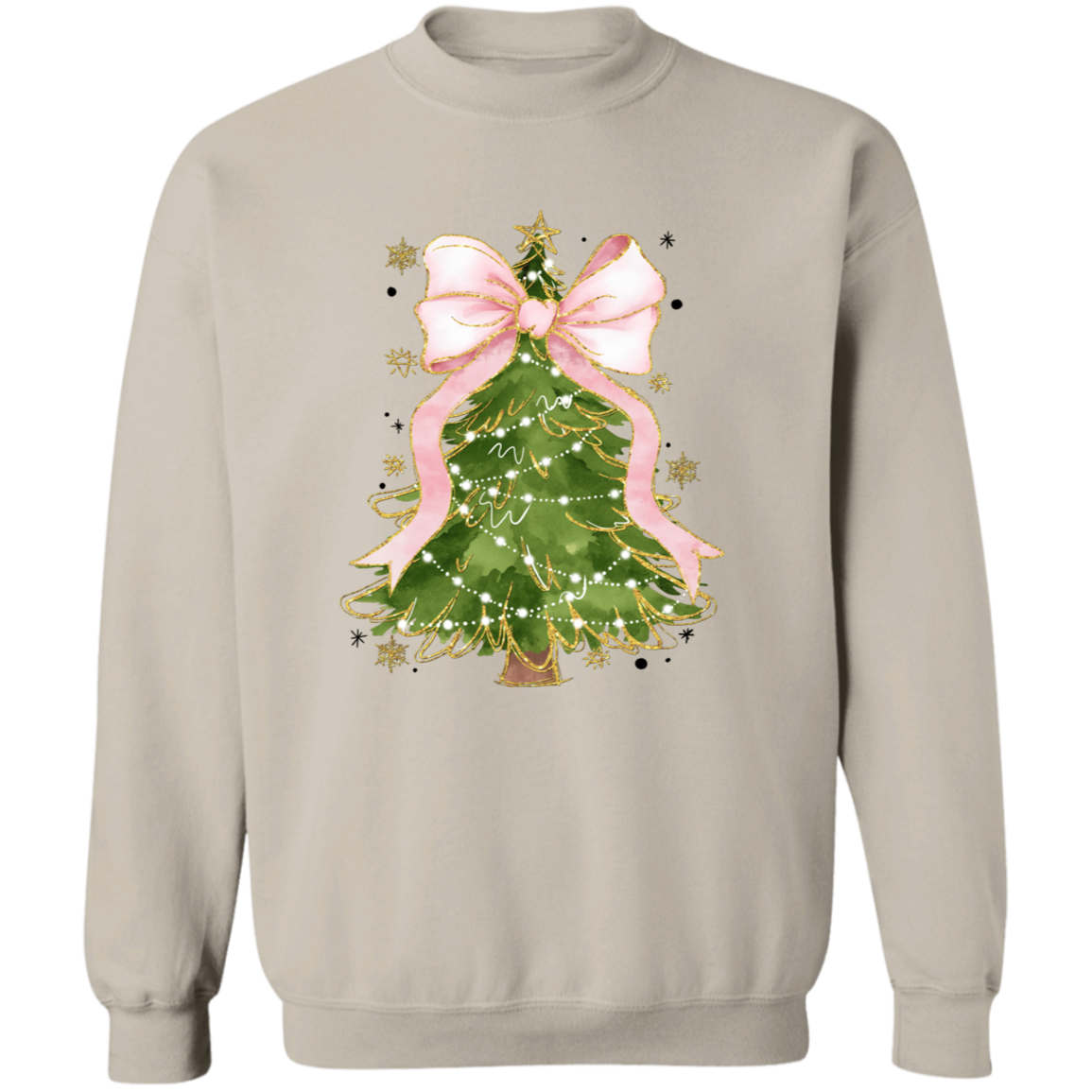 Christmas Tree Bow Shirt - Festive Coquette Christmas Sweatshirt for Women