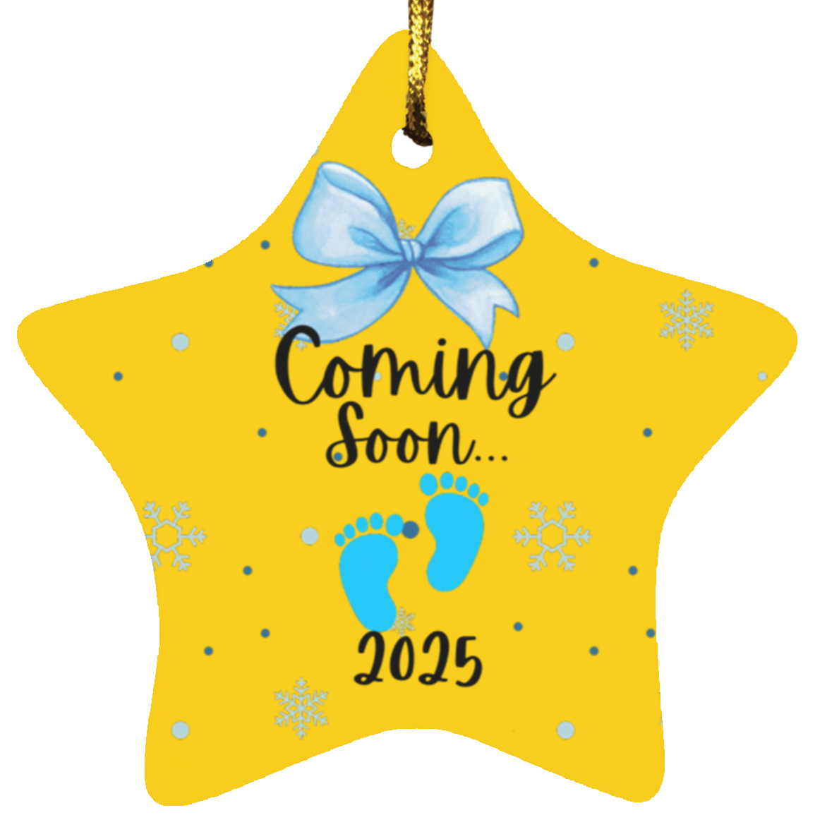 Coming Soon Baby Boy Star Christmas Ornament
