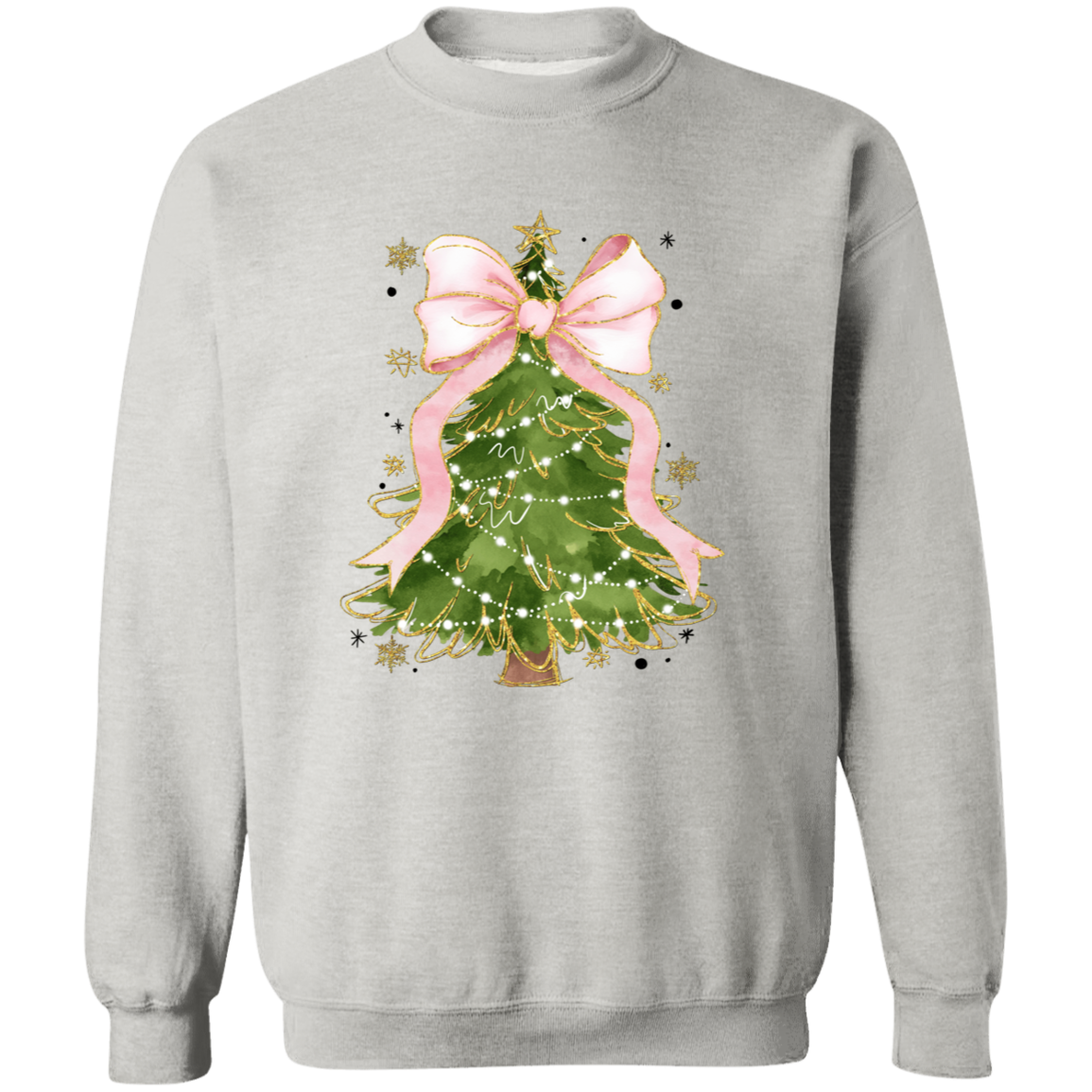 Christmas Tree Bow Shirt - Festive Coquette Christmas Sweatshirt for Women