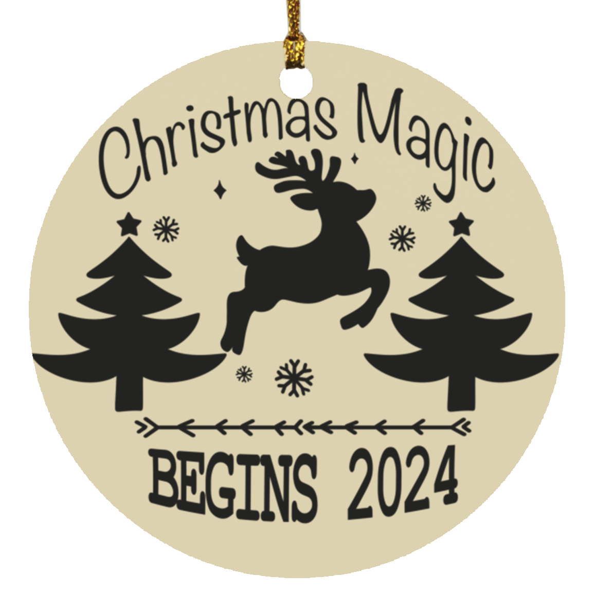 Christmas Magic Begins Circle Ornament
