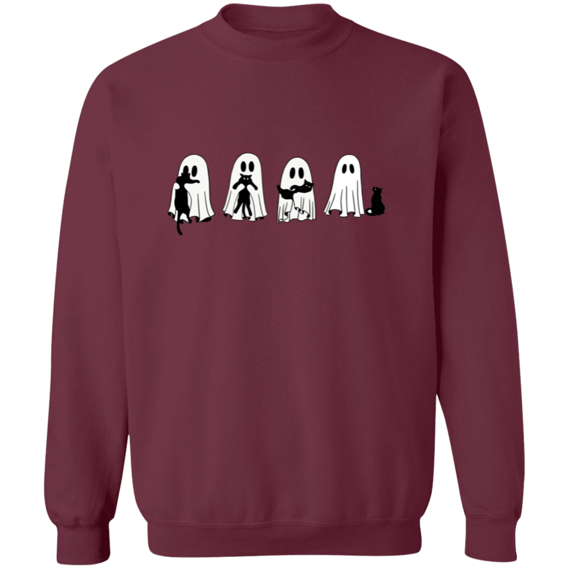Halloween Ghosts & Cats G180 Crewneck Pullover Sweatshirt