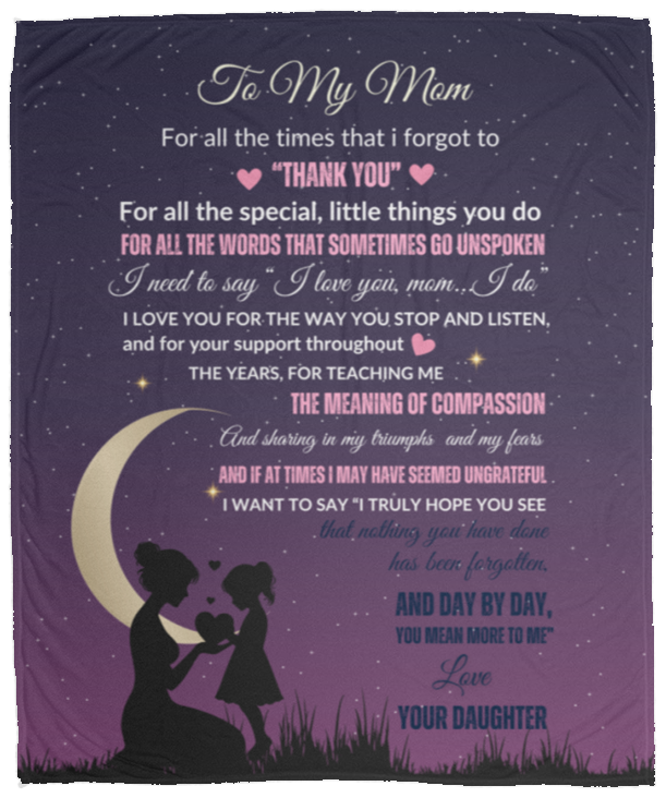 From Daughter to Mom Cozy Plush Fleece Blanket | Gift for Mom