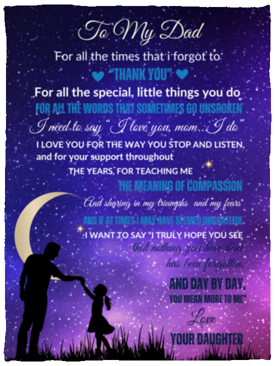 From Daughter to Dad Cozy Plush Fleece Blanket | Gift for Dad