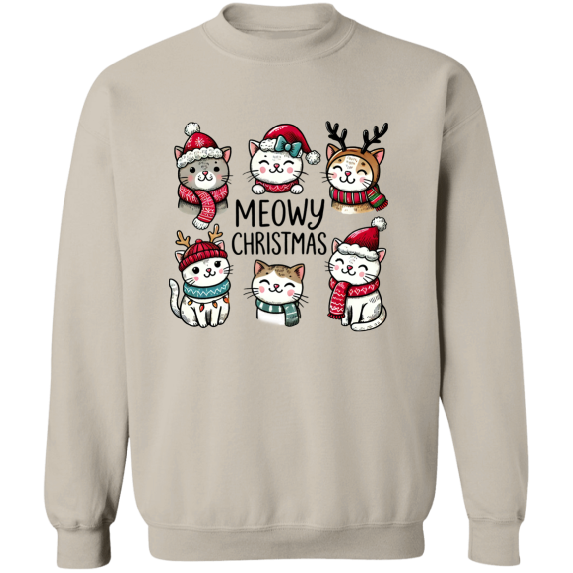 Meowy Christmas Cat T-Shirt & Sweatshirt – Purr-fect Holiday Gift