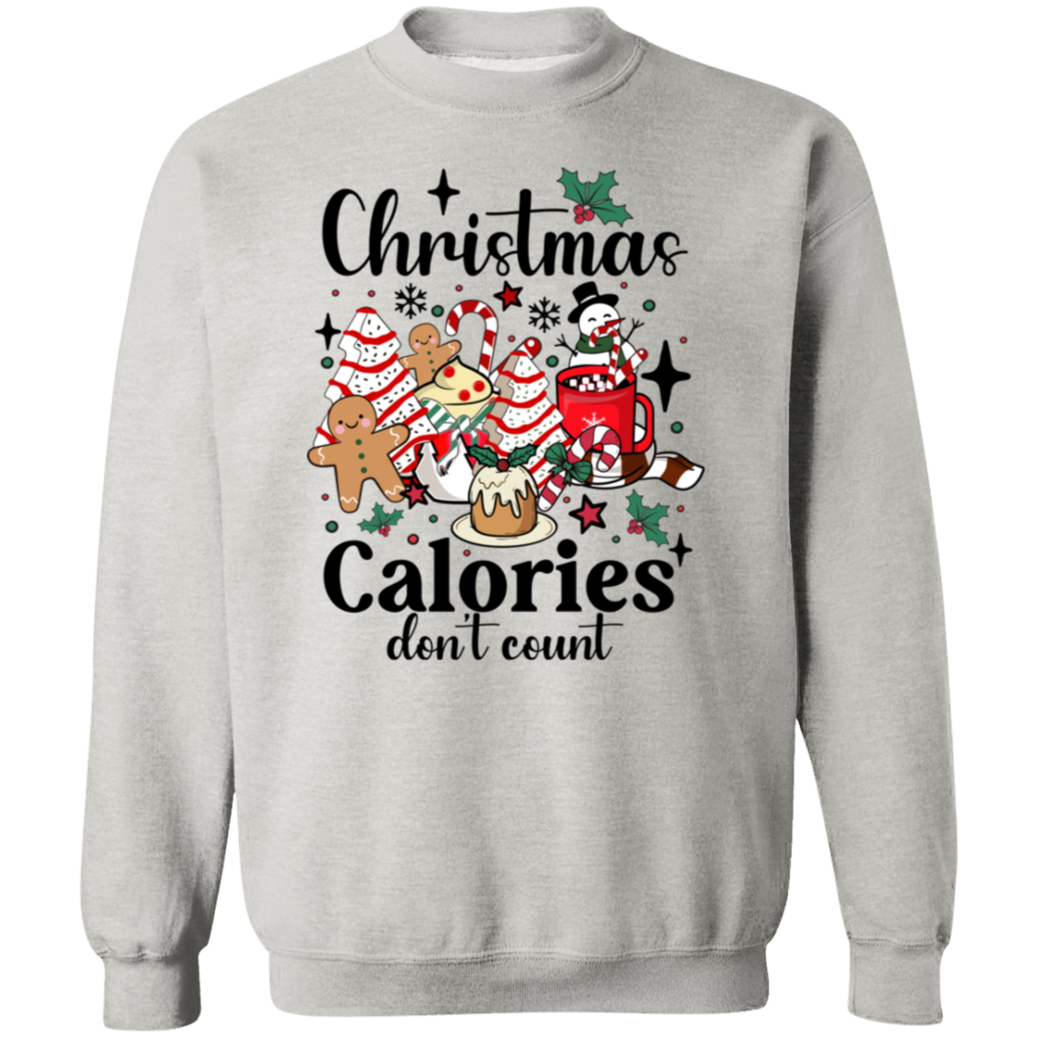 "Christmas Calories Don’t Count" Funny Retro T-Shirt & Sweatshirt – Holiday Coffee Lovers Apparel