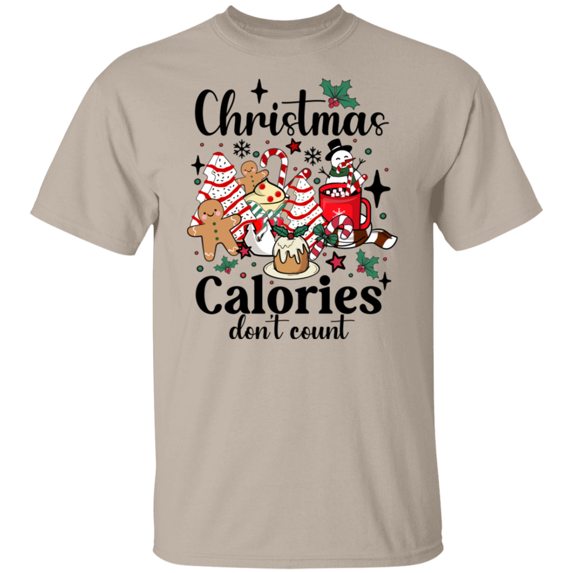 "Christmas Calories Don’t Count" Funny Retro T-Shirt & Sweatshirt – Holiday Coffee Lovers Apparel