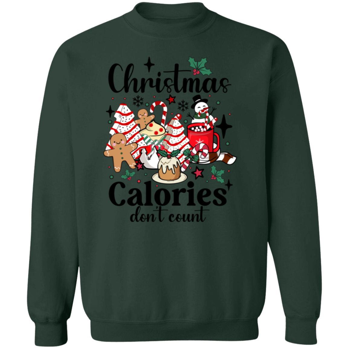 "Christmas Calories Don’t Count" Funny Retro T-Shirt & Sweatshirt – Holiday Coffee Lovers Apparel