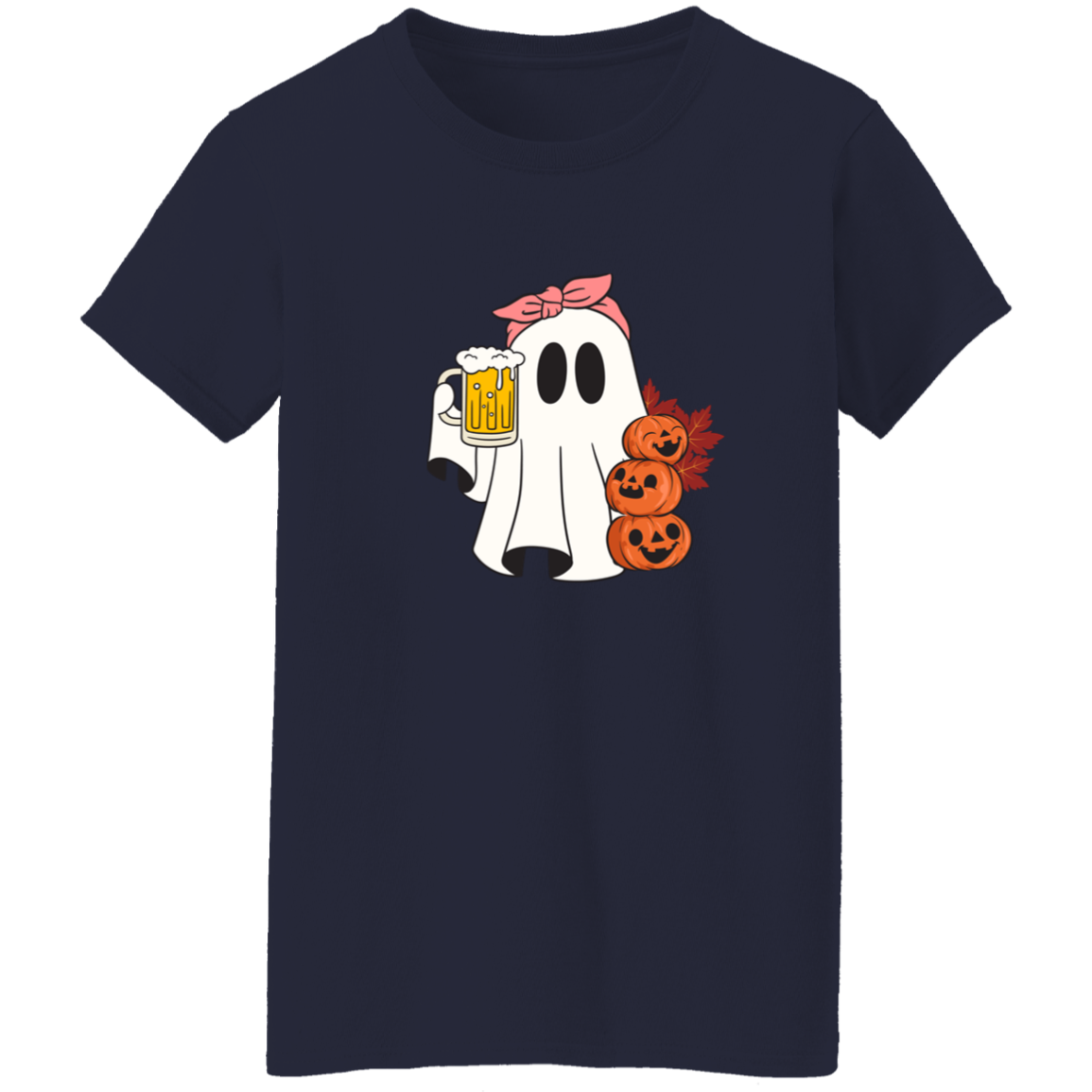 Spooky Beer Ghost Ladies T-Shirt | Cute Halloween Ghost