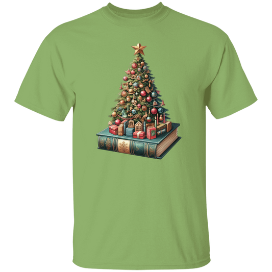 Christmas Tree Book Stack T-Shirt for Book Lovers – Cozy Holiday Gift