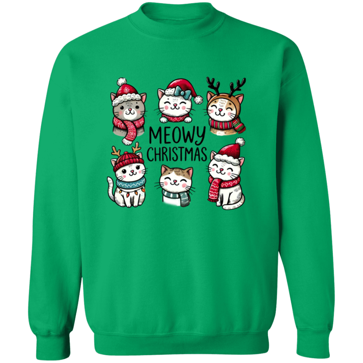 Meowy Christmas Cat T-Shirt & Sweatshirt – Purr-fect Holiday Gift