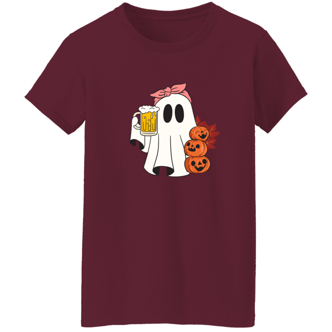 Spooky Beer Ghost Ladies T-Shirt | Cute Halloween Ghost