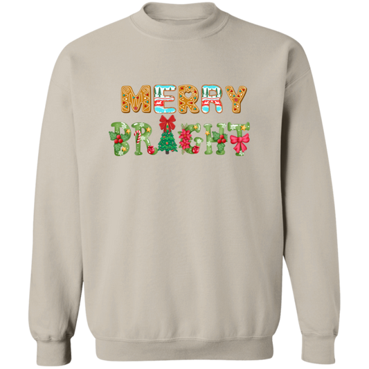 Merry Bright | Christmas  Crewneck Pullover Sweatshirt
