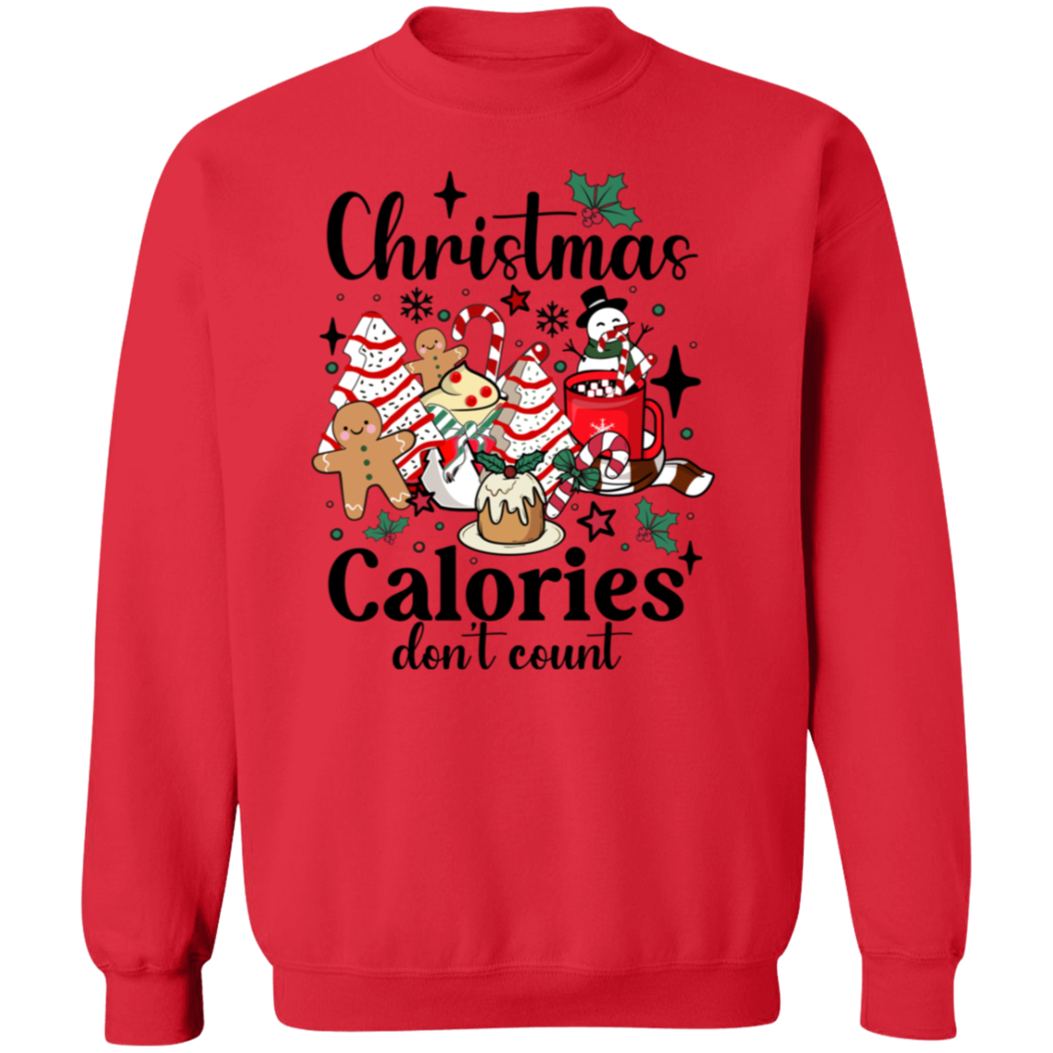 "Christmas Calories Don’t Count" Funny Retro T-Shirt & Sweatshirt – Holiday Coffee Lovers Apparel