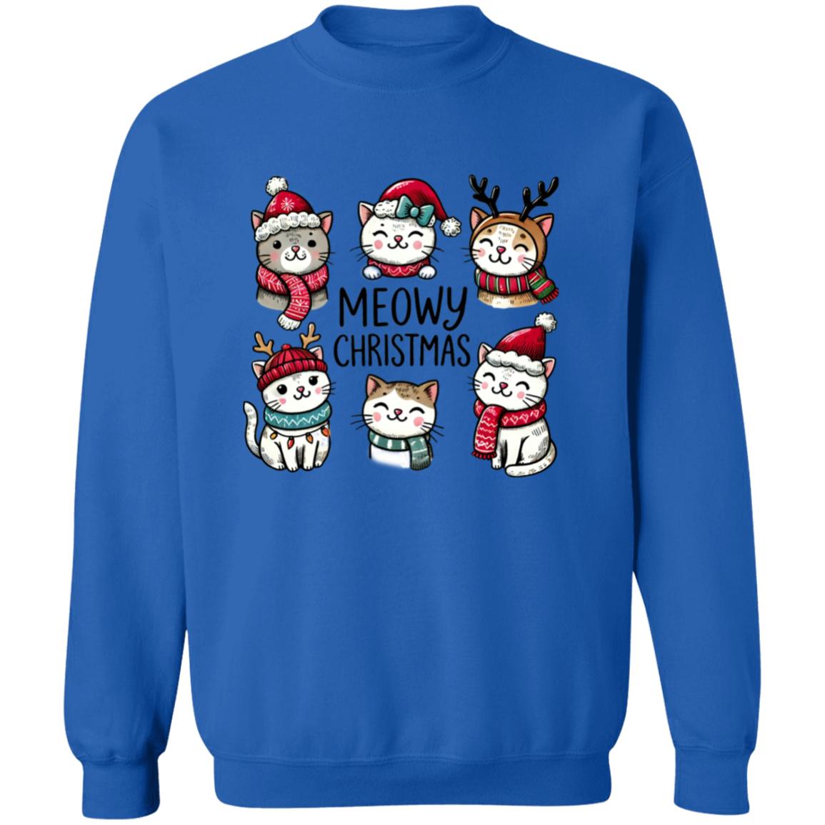 Meowy Christmas Cat T-Shirt & Sweatshirt – Purr-fect Holiday Gift