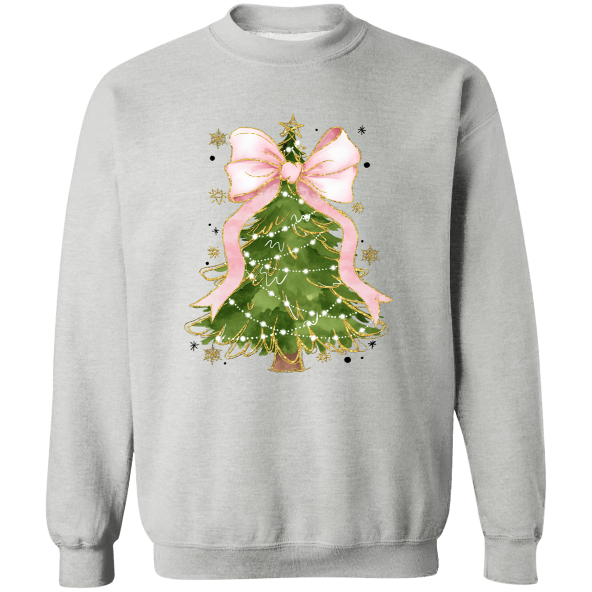 Christmas Tree Bow Shirt - Festive Coquette Christmas Sweatshirt for Women