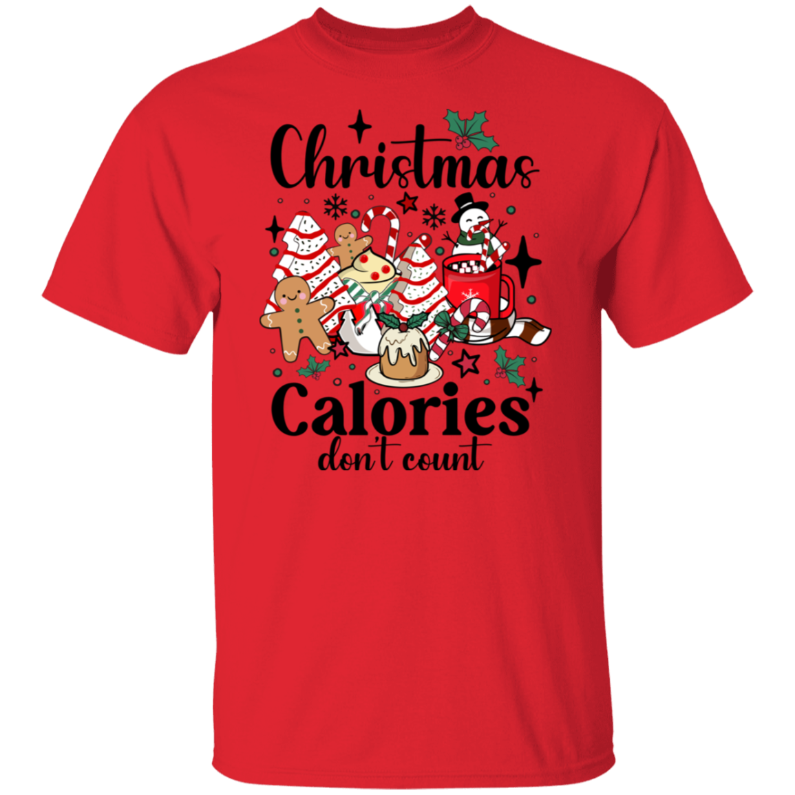 "Christmas Calories Don’t Count" Funny Retro T-Shirt & Sweatshirt – Holiday Coffee Lovers Apparel