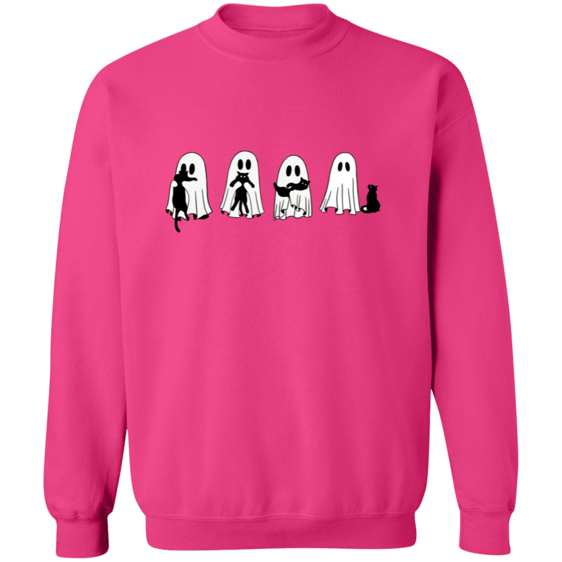 Halloween Ghosts & Cats G180 Crewneck Pullover Sweatshirt