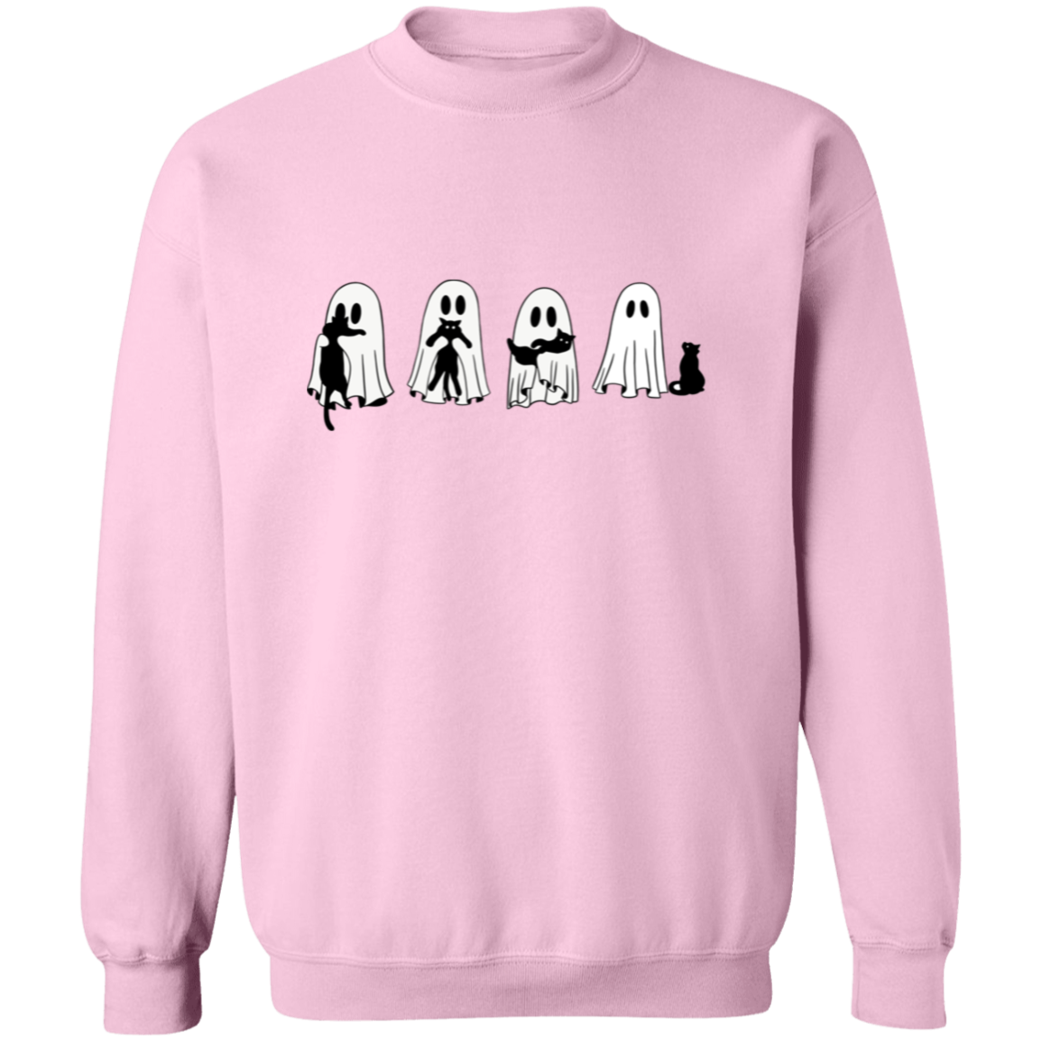 Halloween Ghosts & Cats G180 Crewneck Pullover Sweatshirt