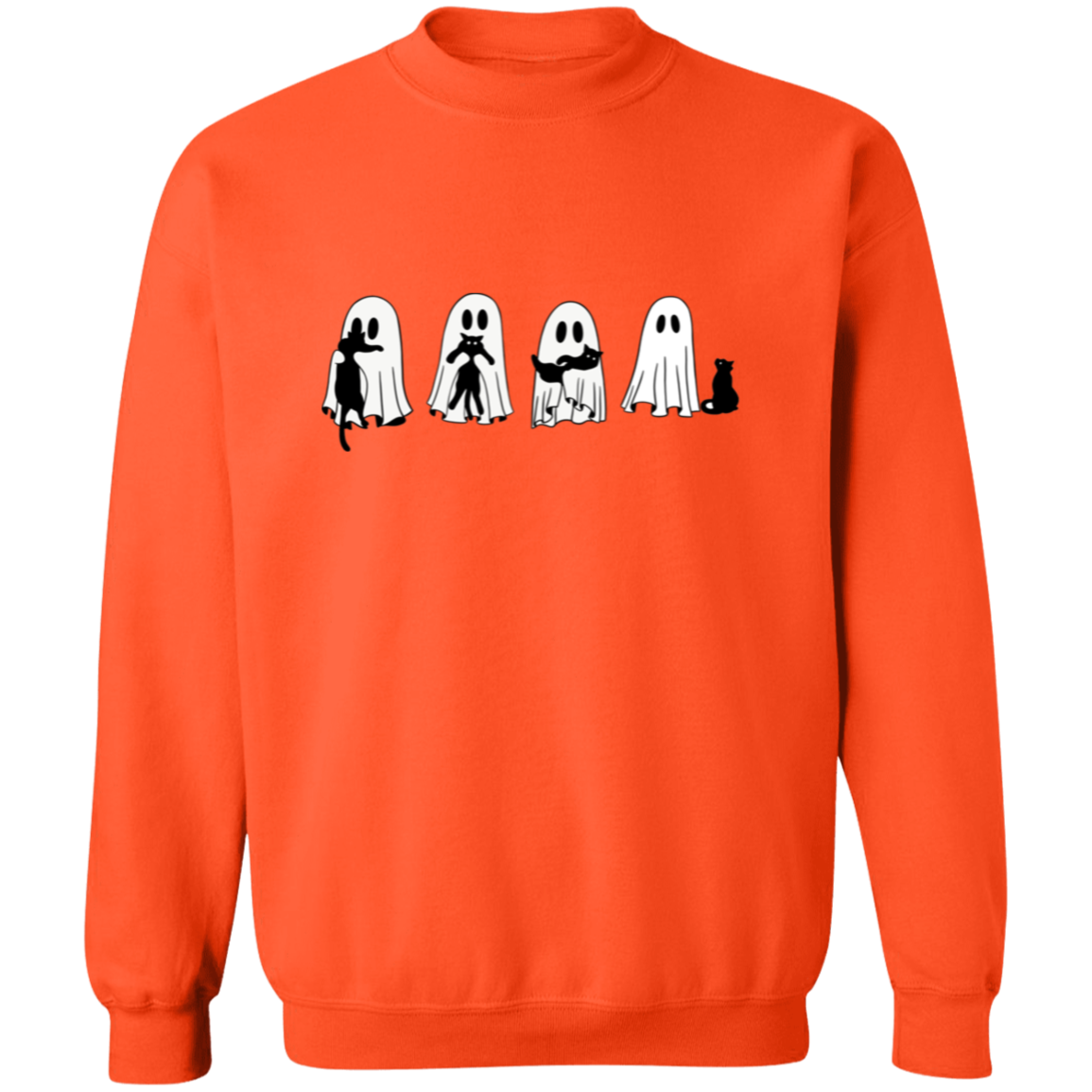 Halloween Ghosts & Cats G180 Crewneck Pullover Sweatshirt