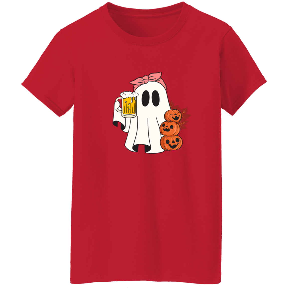 Spooky Beer Ghost Ladies T-Shirt | Cute Halloween Ghost