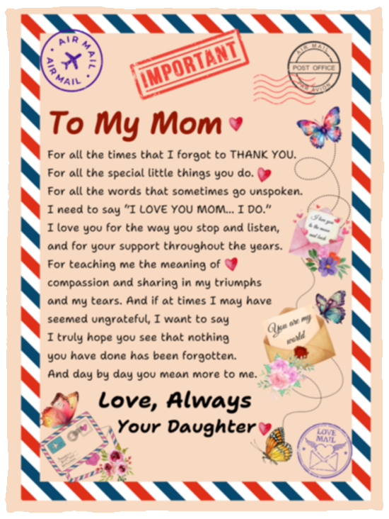 To My Mom Blanket - A Heartfelt Gift from Daughter to Mother