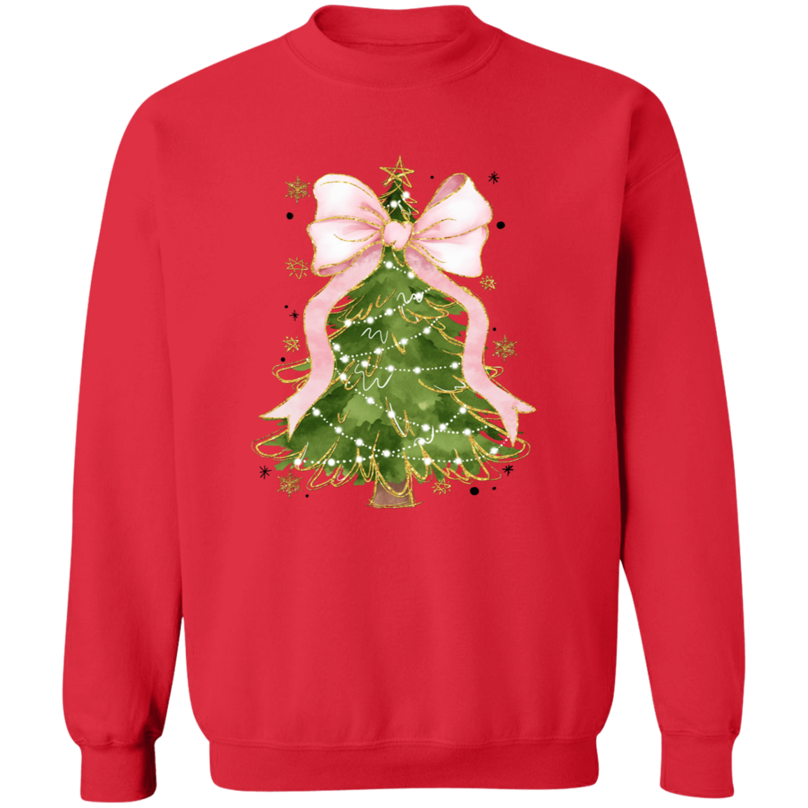 Christmas Tree Bow Shirt - Festive Coquette Christmas Sweatshirt for Women
