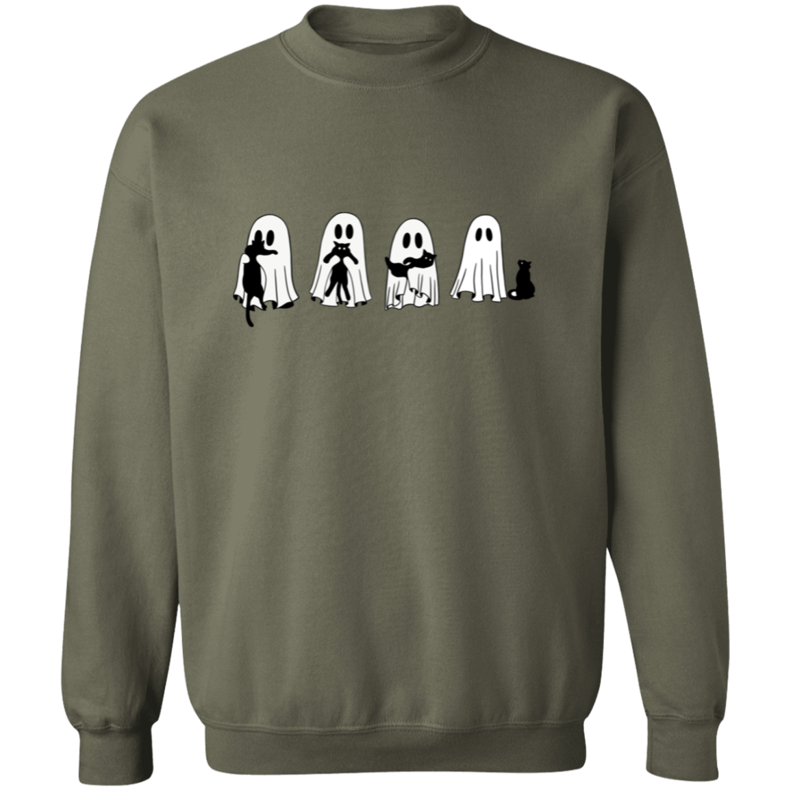 Halloween Ghosts & Cats G180 Crewneck Pullover Sweatshirt