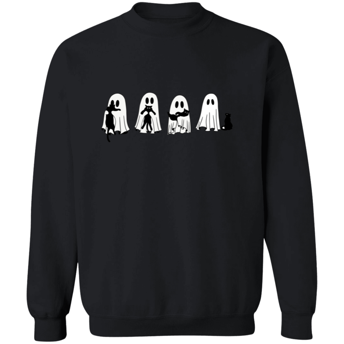 Halloween Ghosts & Cats G180 Crewneck Pullover Sweatshirt