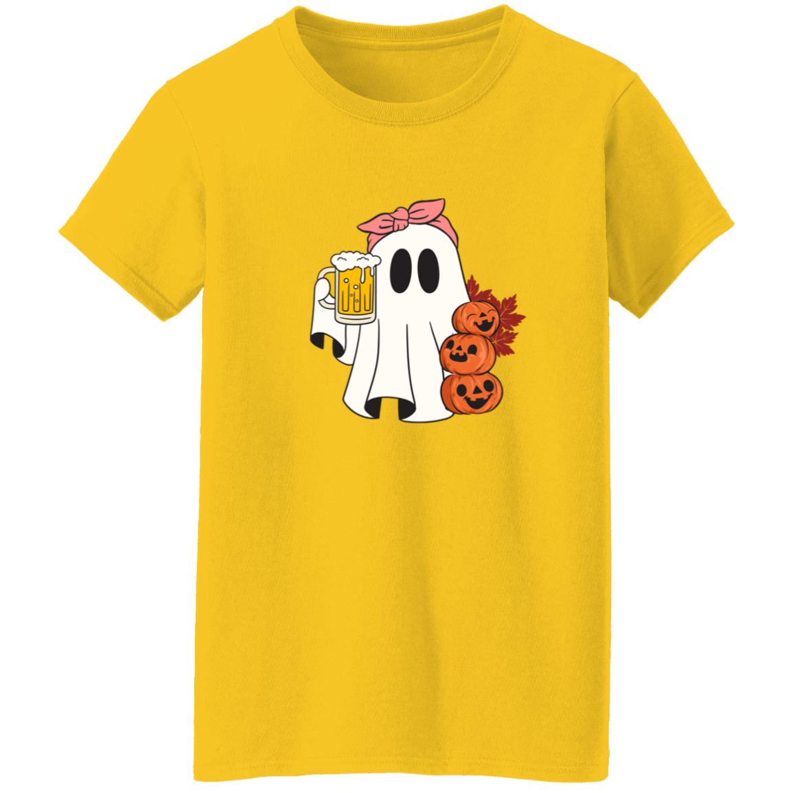 Spooky Beer Ghost Ladies T-Shirt | Cute Halloween Ghost