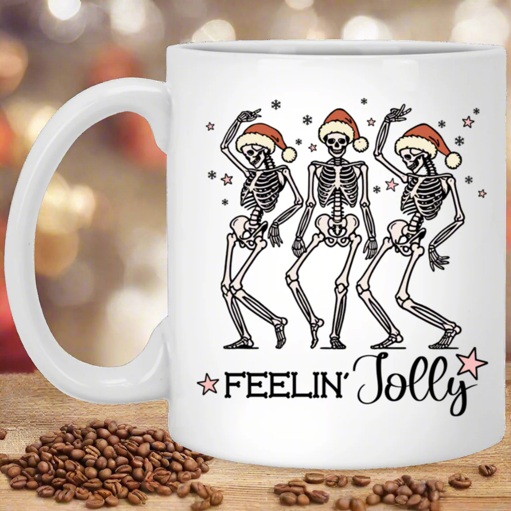 White Skeleton Feeling Jolly Mug: A Little Holiday Spirit with a Dark Twist